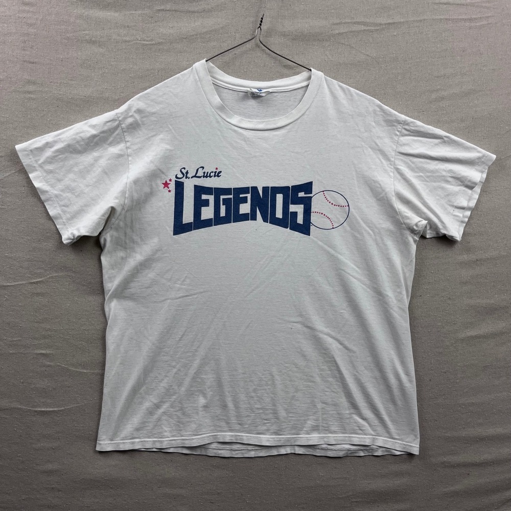 Hanes Graphic T-Shirt Mens XL White St Lucie Legends Baseball Vintage USA Made